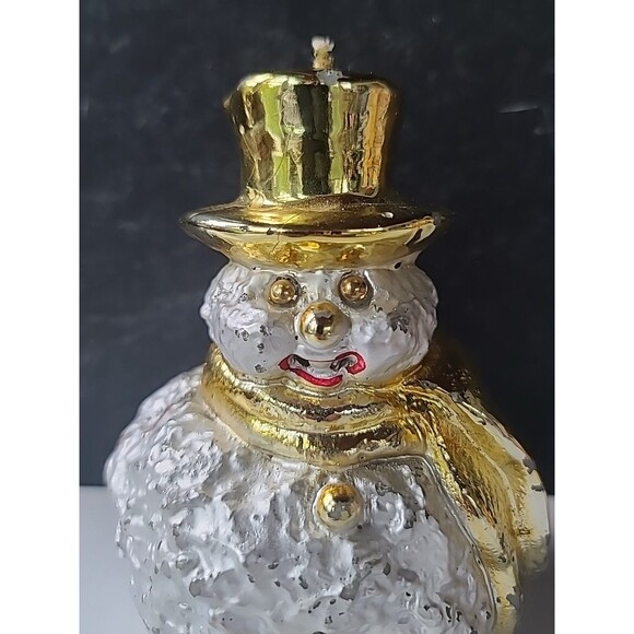 Snowman Shaped Candle Gold Hat And Scarf, READ Description - Picture 4 of 10